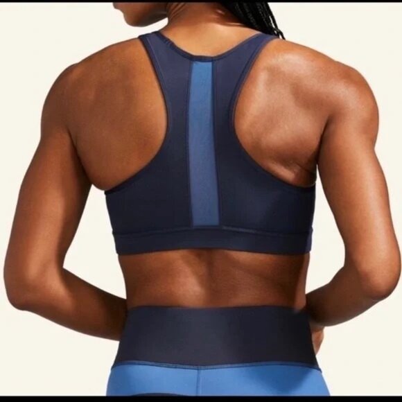 NWT PELOTON ESSENTIAL RACERBACK SPORT BRA WOMENS SIZE L BLUE MESH - Picture 2 of 8